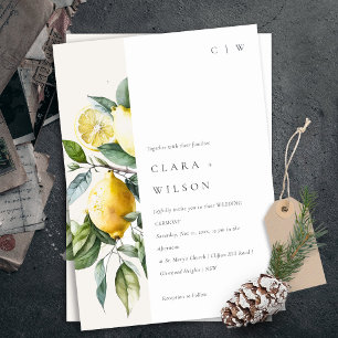Invitation Boho Rustique Minimal Jaune Lemon Jardin Mariage