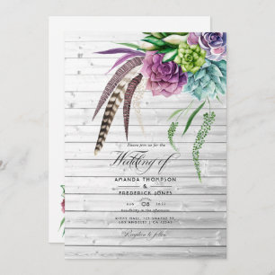 Invitation Boho rustique mystique Mariage Plante succulent