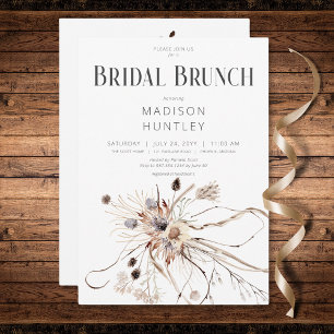 Invitation Boho Rustique Neutral Fleurs séchées Brunch nuptia