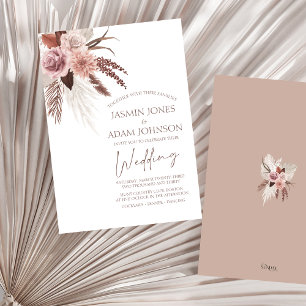 Invitation Boho Rustique Pampas Grass séché Fleurs Mariage