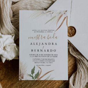 Invitation Boho Rustique Simple Floral Nuestra Boda Mariage