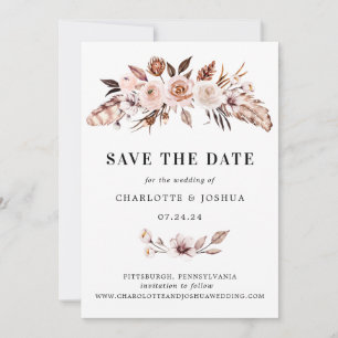 Invitation Boho rustique ton terrestre Photo Sauvez la date