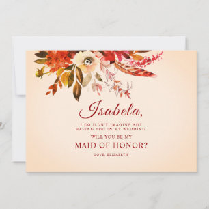 Invitation Boho Rustique Vibrant Automne Floral Maid Of Honor