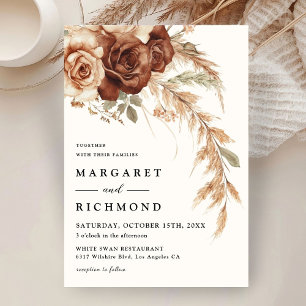 Invitation Boho Rusty Terracotta Rustic Floral Mariage