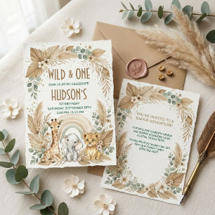 Invitation Boho Safari 1er Anniversaire Sauvage et Unique Her
