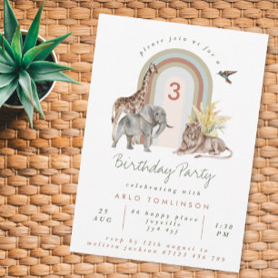 Invitation Boho Safari Animaux & Arche Arc Arc Arc Arc Annive