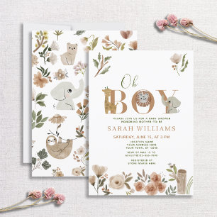Invitation Boho Safari Animaux Sweet Baby Baby shower garçon