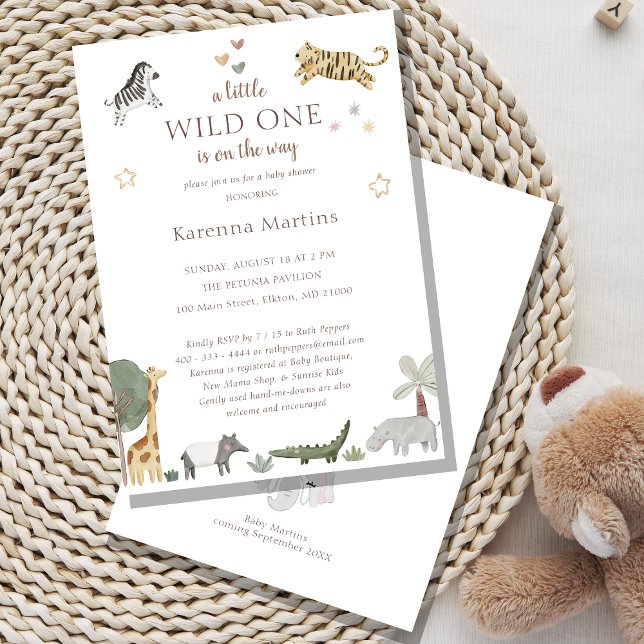 Invitation Boho Safari Aquarelle Little Wild Un Baby shower (Créateur téléchargé)