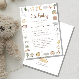 Invitation Boho Safari Aquarelle Oh Baby shower