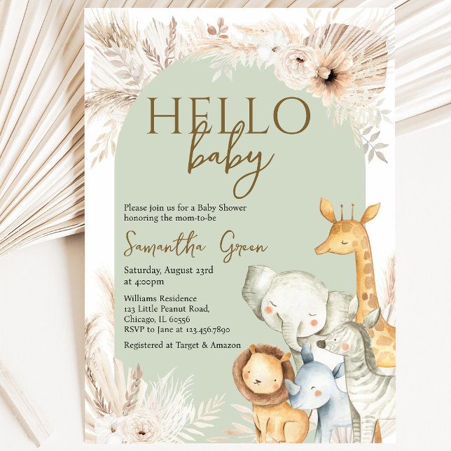 Invitation Boho Safari Bienvenue Bébé Baby Shower (Créateur téléchargé)
