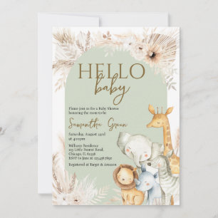 Invitation Boho Safari Hello Baby Baby shower