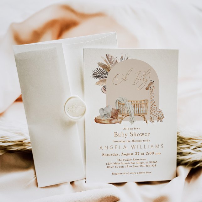 Invitation Boho Safari Nursery Sexe Baby shower neutre (Créateur téléchargé)