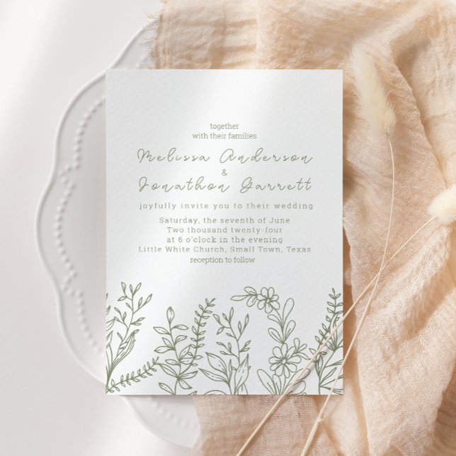 Invitation Boho Sage Flowers Boho Mariage (Créateur téléchargé)