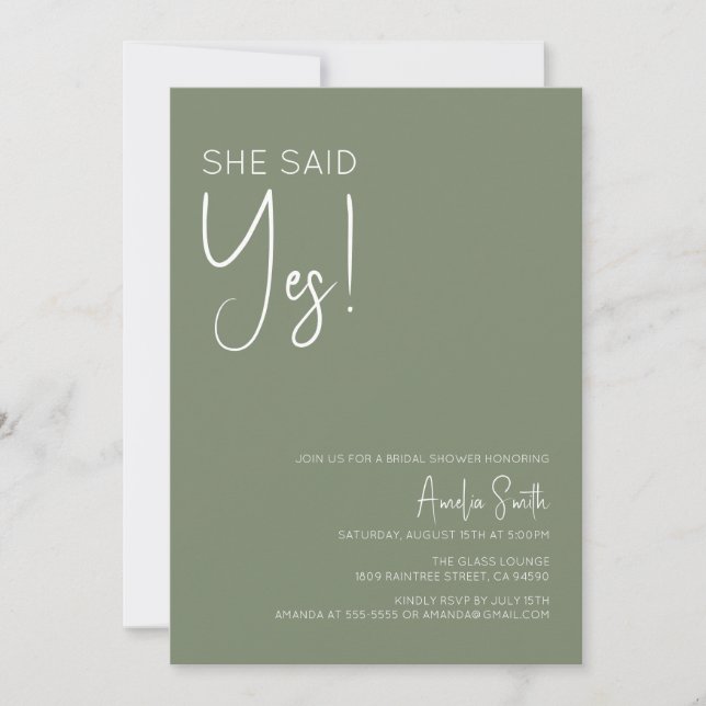 Invitation Boho Sage Green Bridal Douche (Devant)