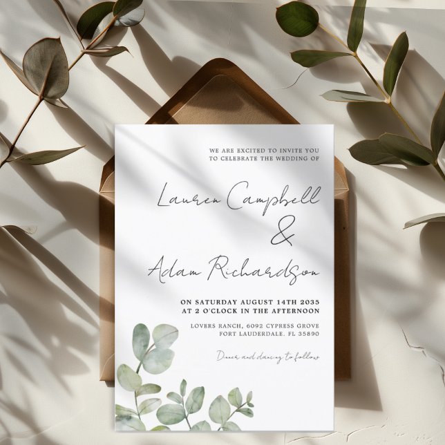 Invitation Boho Sage Green Eucalyptus Watercolor Mariage (Créateur téléchargé)