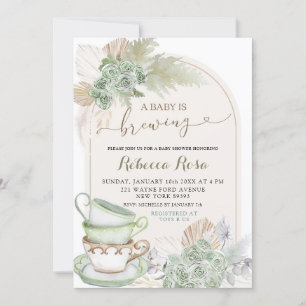 Invitation Boho Sage Green Floral Baby brasse du Baby shower