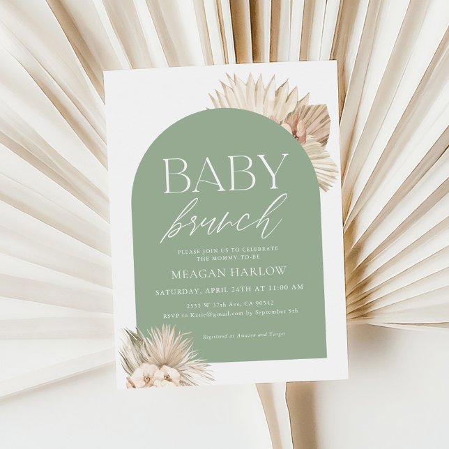 Invitation Boho Sage Green Genre Neutre Bébé Brunch (Créateur téléchargé)