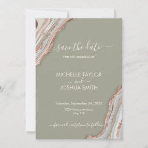 Invitation Boho Sage Green Marble Stone Agate Enregistrer la 