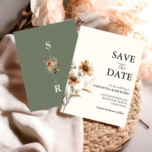 Invitation Boho Sage Green Mariage Fleur sauvage Enregistrer 