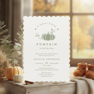 Invitation Boho Sage Green Sweet Petit Baby shower Citrouille