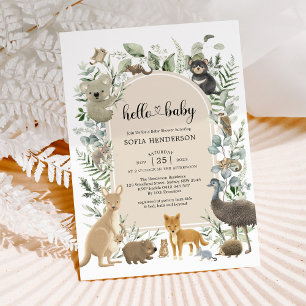 Invitation Boho Sage Greenery Baby shower d'animaux australie