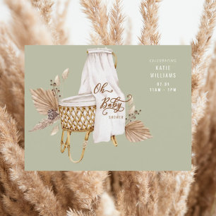 Invitation Boho Sage Oh Baby Bassinet Douche