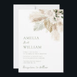 Invitation boho sauge vert et pampas herbe mariage<br><div class="desc">bohème Sage vert,  boho rustique pampas vert mariage aquarelle motif floral avec élégante calligraphie script lettering.</div>