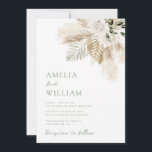 Invitation boho sauge vert et pampas herbe mariage<br><div class="desc">bohème Sage vert,  boho rustique pampas vert mariage aquarelle motif floral avec élégante calligraphie script lettering.</div>