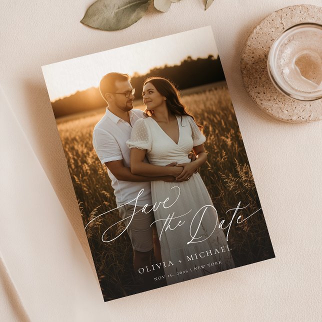 Invitation Boho Save the Date, photo minimaliste Enregistrer  (Créateur téléchargé)
