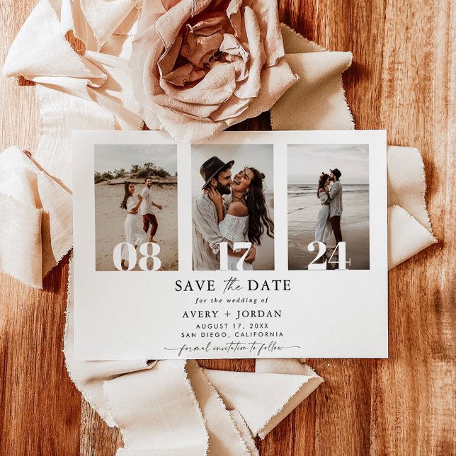 Invitation Boho Save the Date, photo minimaliste Enregistrer  (Créateur téléchargé)