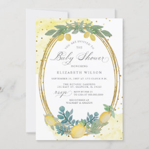 Invitation Boho Script Citron Baby shower d'été
