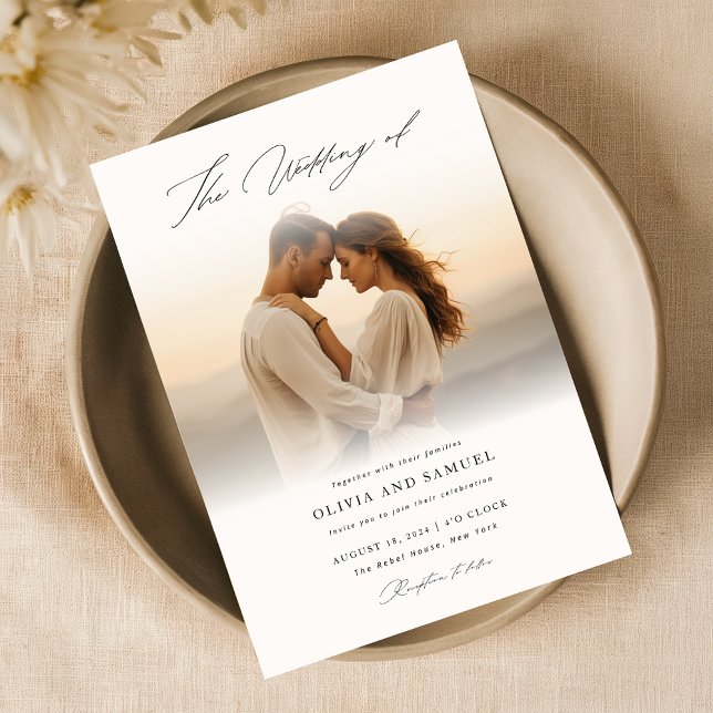 Invitation Boho Script manuscrit Romantique Mariage photo (Créateur téléchargé)