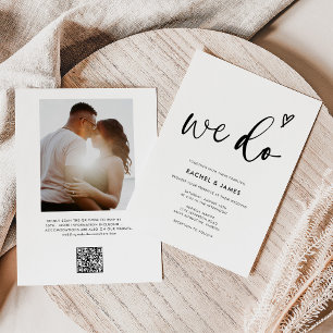 Invitation Boho Script moderne Nous faisons Qr Code Mariage