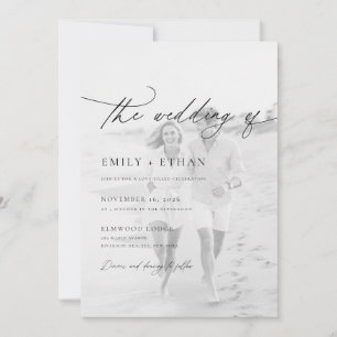Invitation Boho Script QR Code Mariage photo