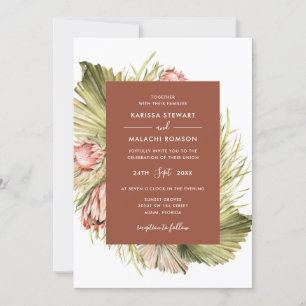 Invitation Boho séché Floral Aquarelle Mariage en terre cuite