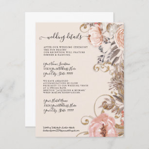 Invitation Boho séché Floral Blush Rose Gold Détails Mariage