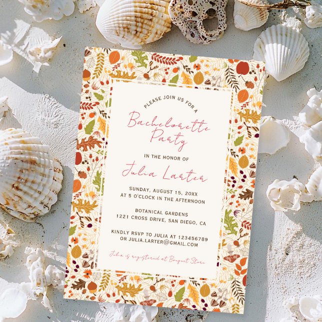 Invitation Boho séché Rustique Automne Falls Bachelorette Par (Créateur téléchargé)