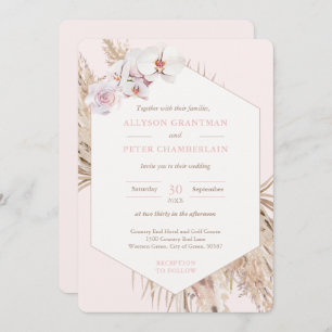 Invitation Boho séché Tropical Palm Feuilles Pampas Mariage