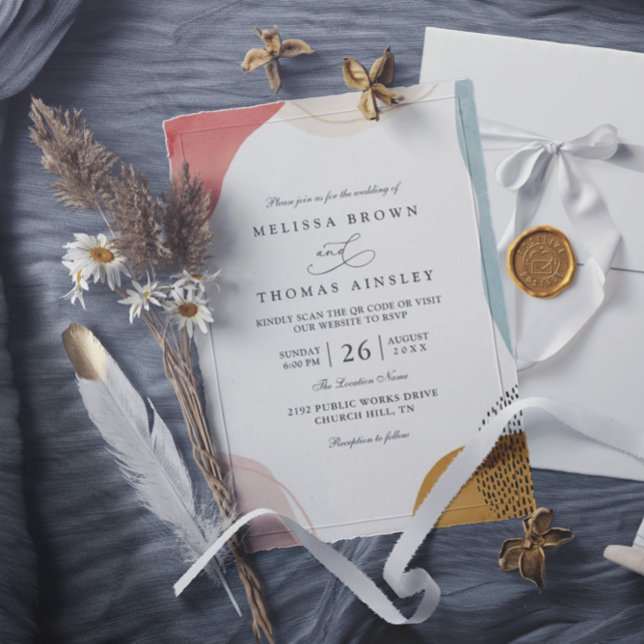 Invitation Boho Shapes Tropical Minimalist QR Code Wedding (Créateur téléchargé)