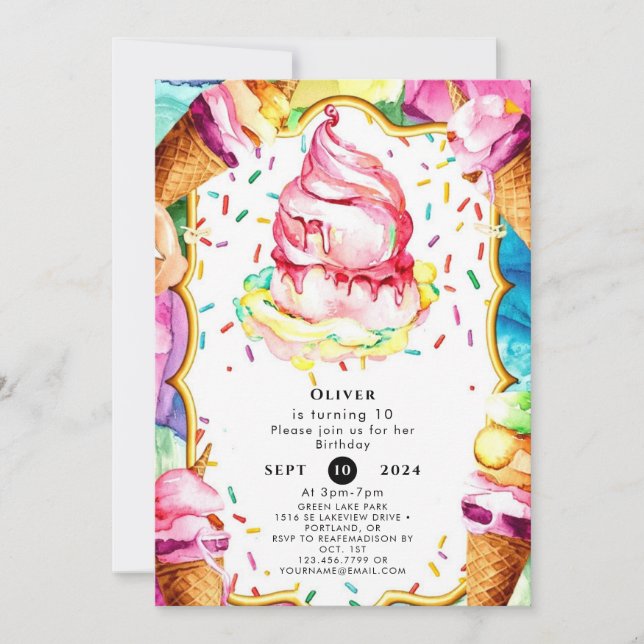 Invitation Boho Simple Magic Crème de glace Anniversaire (Devant)