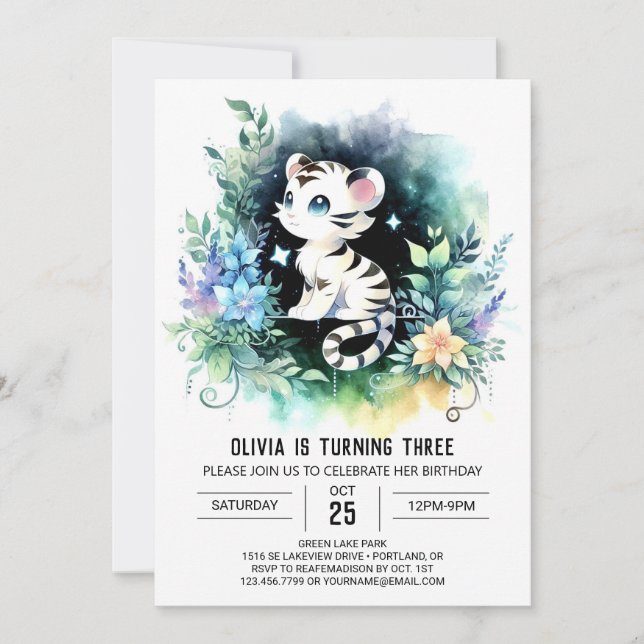 Invitation Boho Simple Tiger Anniversaire (Devant)