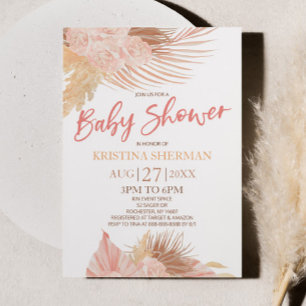 Invitation Boho Soft Rose Floral Baby shower