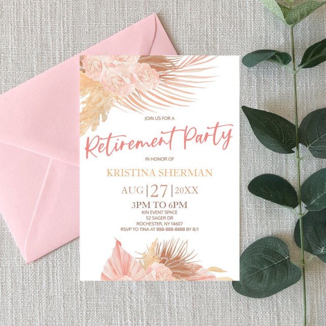 Invitation Boho Soft Rose Floral Flower RetiParty (Créateur téléchargé)