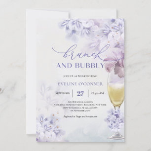 Invitation Boho Soft violet champagne brunch et mousseux