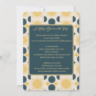 Invitation Boho Soleil Lune Étoiles Bleu Jaune