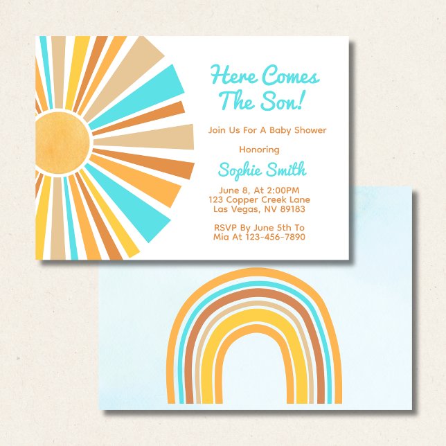Invitation Boho Soleil, Voici venir le Fils, Arc-en-ciel Bleu (Créateur téléchargé)