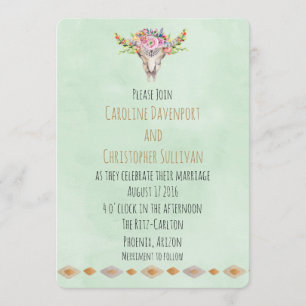 Invitation Boho Southwestern Cow Skull Wedding