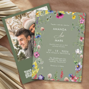 Invitation Boho Spring Chic Fleur sauvage coloré Mariage Invi
