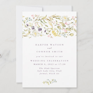 Invitation Boho Spring Flore botanique sauvage Mariage à band