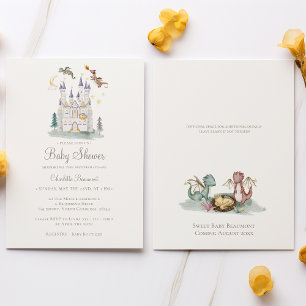 Invitation Boho Storybook Dragon Baby shower neutre entre les